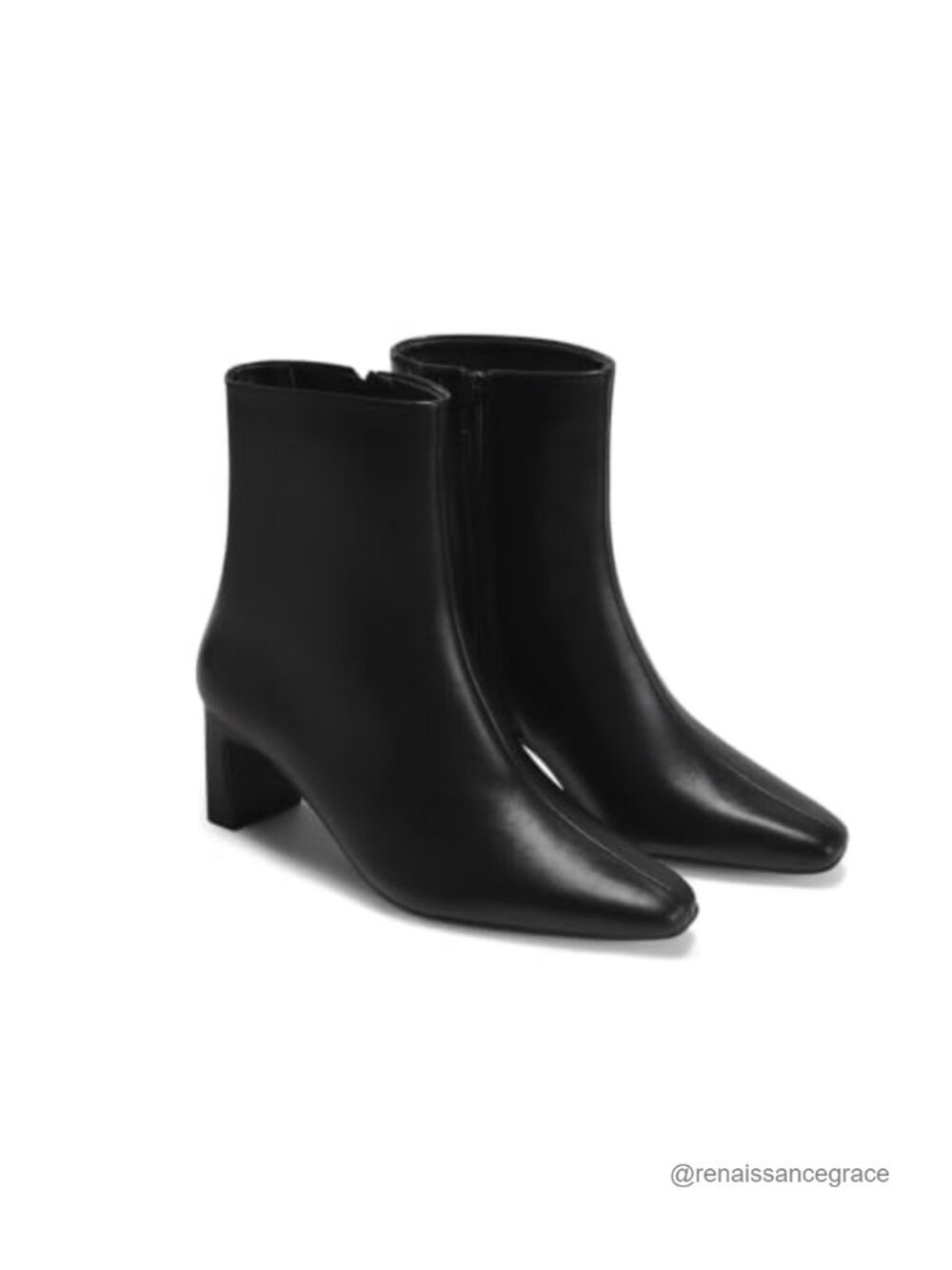Faux Suede Square Toe Ankle Boots Chunky Block Heel Zip Booties